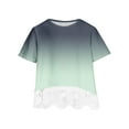 thumbnail image 1 of Toddler Girl Blouse New Girls Shirt Crewneck Layered Floral Print Short Sleeve Cute Kids Blouse Lace Tee Tops Style B-9 Green 11 Years, 1 of 5