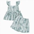 thumbnail image 1 of Toddler Girl Boho Outfit Ruffle Layer Sleeveless Top Floral Print Shorts Summer Casual Set 2-3 Years, 1 of 6
