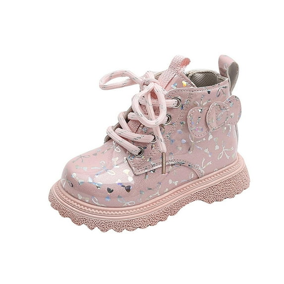 Toddler Girl Boots Girls Fashion Boots Side Zipper Warm Snow Boots for Kids with Lightweight, Pink