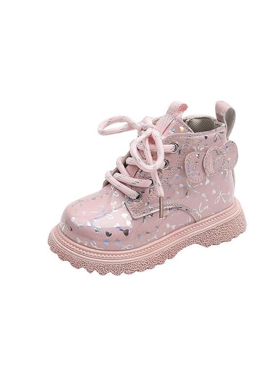 Toddler Girl Boots Girls Fashion Boots Side Zipper Warm Snow Boots for Kids with Lightweight, Pink