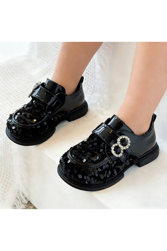 Toddler Girl Boots,Girls Fashion Glitter Ballet Flat Soft Sole Party Shoes for Toddler Kids Casual Performance Footwear for Dress Up,Toddler Snow Boots,Black,3.5-4 Years