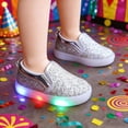 thumbnail image 1 of Toddler Girl Boots,Girls Fashion Sneakers with Flashing LED Lights Sparkly Casual Shoes Breathable Platform Sole Comfortable Kids Shoes for Play and Nighttime,Toddler Snow Boots,Silver,5-5.5 Years, 1 of 9