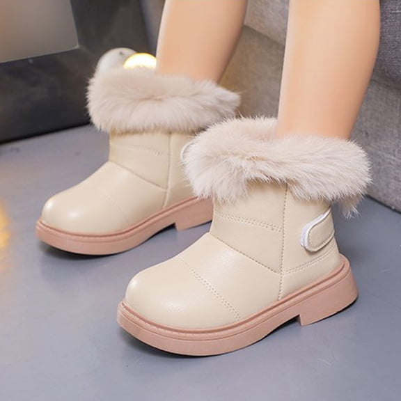 Toddler Girl Boots,Kid Winter Shoes Outdoor School Warm Snow Boots for Boys Girls Waterproof Comfortable Durable for Outdoor Play and School Activities,Toddler Snow Boots,03 Beige,2-2.5 Years