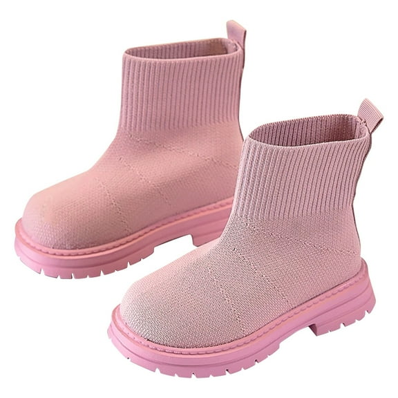 Toddler Girl Boots,Knit Boots Stretch Elastic Ankle for Toddlers Comfortable Winter Booties for Casual,Toddler Boy Cowboy Boots,Pink,3-3.5 Years