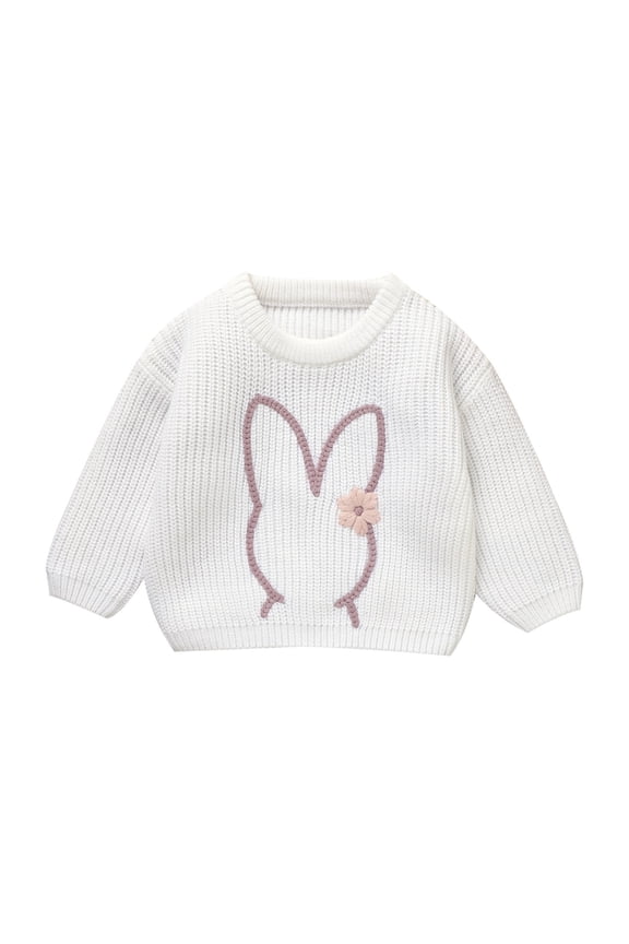 Toddler Girl Boy Cute Long Sleeve Knitted Easter Bunny Rabbit Pattern Sweater Pullover Tops Clothes