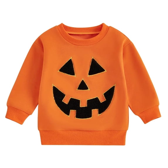 Toddler Girl Boy Halloween Sweatshirt Long Sleeve Pumpkin Shirt Crewneck Sweater Retro Tops Fall Outfit