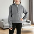 thumbnail image 1 of Toddler Girl Boy Hooded Sweatshirt Pullover Hoodies Half-zip Solid Color Thumb Buckle Long-sleeved Hooded Sweatshirt, 1 of 8