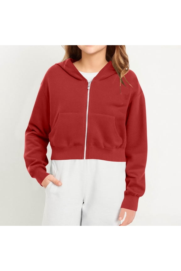 Toddler Girl Boy Hooded Sweatshirt Zipper Solid Color Short Style Hooded Long Sleeved Sweatshirt With Pockets
