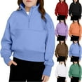 thumbnail image 1 of Toddler Girl Boy Hoodie Fleece Half-Zip Performance Pocket Sweatshirt Sports Long Sleeve Pullover Crop, 1 of 10