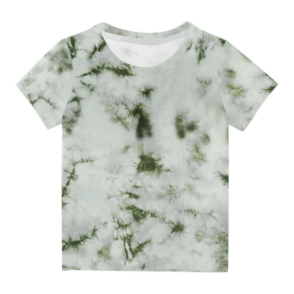 Toddler Girl Boys Tie-dye Print Tees Short Sleeve Crew Neck Casual Funny Graphic T-Shirts Kid's Basic TshirtsGreen,7-8 Years