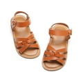 thumbnail image 1 of Toddler Girl Brown Sandals Size 5 - Little Flower Girl Easter Flower Girl Dress Shoes Open Toe Little Kid Summer Flats, 1 of 6