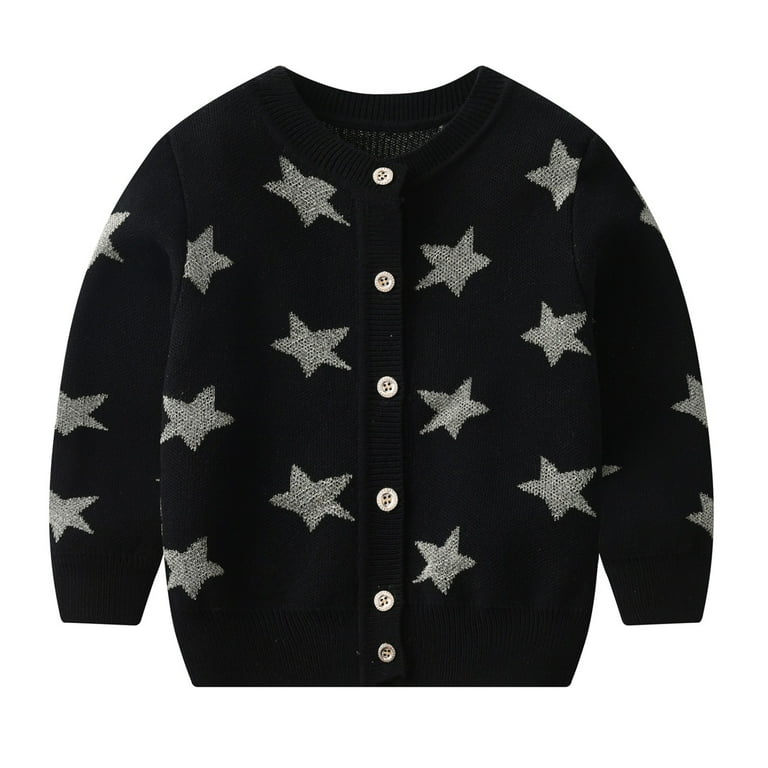 Daxin Toddler Girl Button Down Sweater Cardigan Cable Knit Fall Winter Soft Warm Coat Long Sleeve Cardigan Cloth for Baby Girl Black 6 7Y Infant