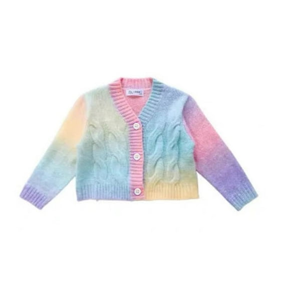 Toddler Girl Cardigan Fashion Casual Warm Knit Sweater Double-Layer Knit Sweater V-Neck Cardigan Sweater Tops Multicolor 4T