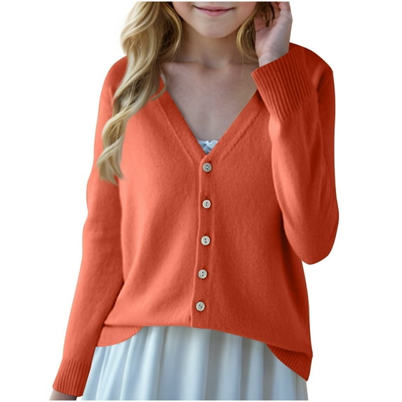 Toddler Girl Cardigan Sweater New Cardigan for Girls Button down Fall Winter Trendy Lightweight Sweater Soft Comfy Coats Outerwear Brown S