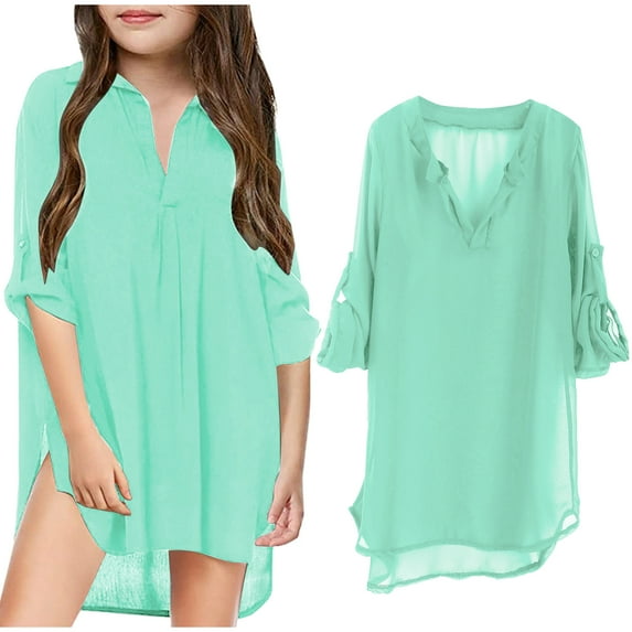 Toddler Girl Chiffon Swimsuit Coverup Chiffon Shirt Cover Up Cozy Breathable Little Girl Swimsuit Coverup Skirt