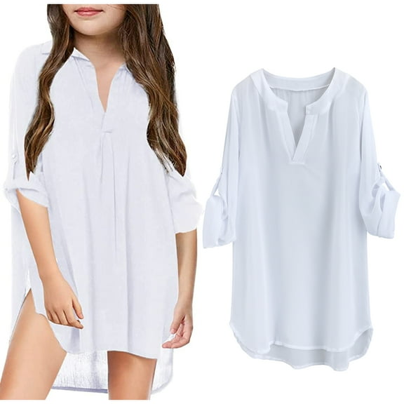 Toddler Girl Chiffon Swimsuit Coverup Chiffon Shirt Cover Up Cozy Breathable Little Girls Bathing Suit Cover Up For Girls