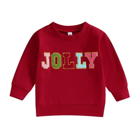 Toddler Girl Christmas Sweatshirts 12 18 24M 3 4Y Fuzzy Letter Embroidery Long Sleeve Pullover Tops Baby Winter Clothes