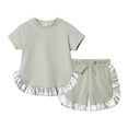 thumbnail image 1 of Toddler Girl Clearance Clothes Solid Color Round Neck Matching Suit Casual Loose Comfy Toddler Girl Clothes,Grey,120, 1 of 6