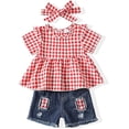 thumbnail image 1 of Toddler Girl Clothes 18-24 Months Girl Clothing 18 Months Girl Clothes Summer 2T Girl Outfits Cute Toddler Girl Clothing Set Red Plaid Denim, 1 of 2
