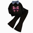 thumbnail image 1 of Toddler Girl Clothes 24 Months 2T 3T 4T 5T 6T 7T Fall Winter Crew Neck Long Sleeve Dress Top Bell-bottomed 2-piece Set Outfits Set Pink Size 4-5 Years, 1 of 4
