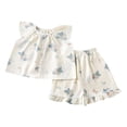 thumbnail image 1 of Toddler Girl Clothes, 2pcs Baby Girl Summer Outfits Ruffle Sleeveless Shirts Floral Tops + Shorts Clothing Set, 1 of 3