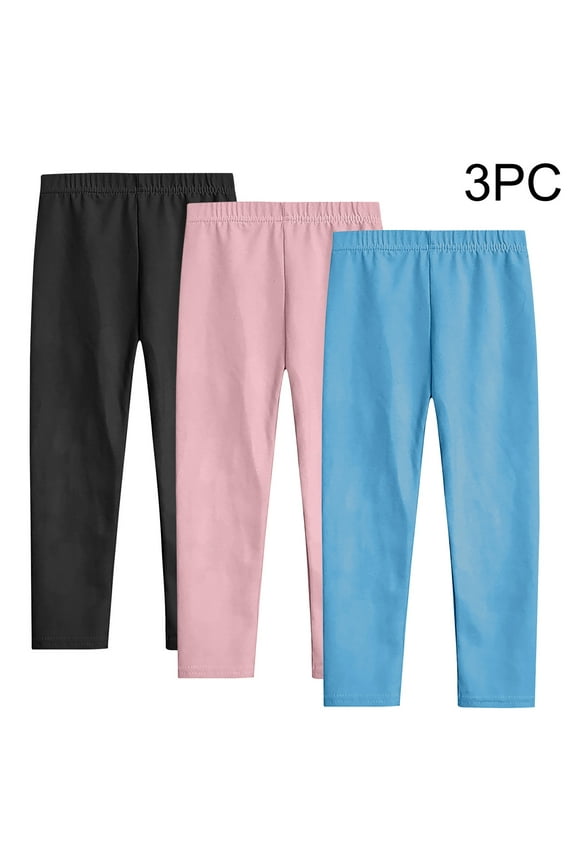 Toddler Girl Clothes 3PC Bottom Pants Thin Solid Color Stretchy Baby Bottom Nine Pants