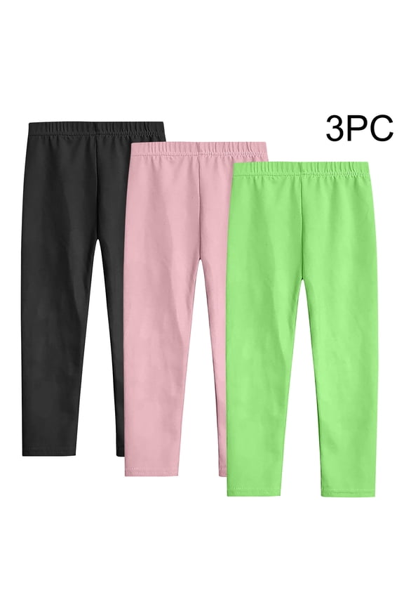 Toddler Girl Clothes 3PC Bottom Pants Thin Solid Color Stretchy Baby Bottom Nine Pants