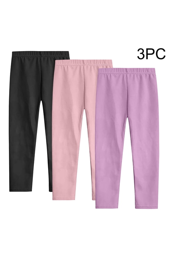 Toddler Girl Clothes 3PC Bottom Pants Thin Solid Color Stretchy Baby Bottom Nine Pants