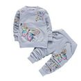 thumbnail image 1 of Toddler Girl Clothes 3t Sets Winter Butterfly Crewneck Cute Sweatshirt Sweatpants 2 Piece First Day of Preschool Outfits, Gray, 3 Years, 1 of 3