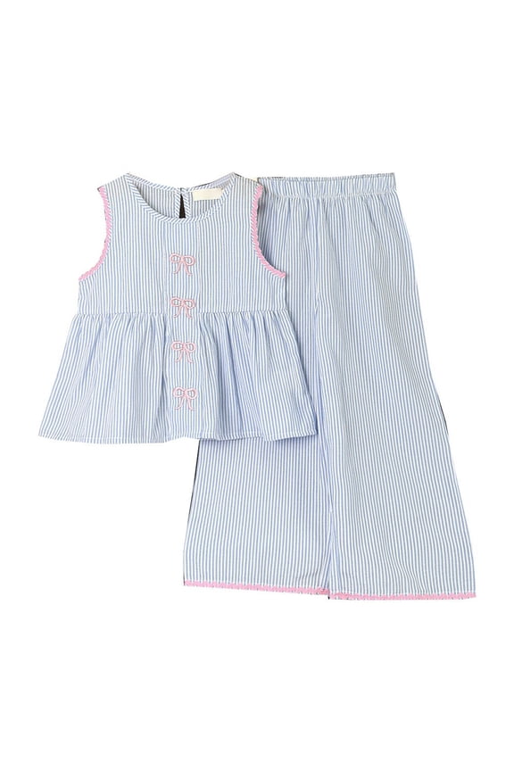 Toddler Girl Clothes 5t Toddler Girl Clothes 2Pcs Toddler Girl Summer Outfits Sleeveless Bow Knot Tank Shirts Tops + Pants Clothing Sets,Blue