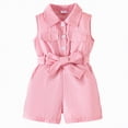 thumbnail image 1 of Toddler Girl Clothes Baby Adjusatble Strap Sleeveless One-Piece Romper Ruffle Summer Pocket Jumpsuit 6 months to 5T Gibobby,18-24 Months,Pink, 1 of 9