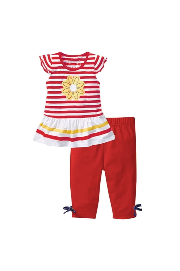 Toddler Girl Clothes Baby Girls Summer Clothes Casual Clothing Suit Short Sleeve Striped T-Shirt +Pants