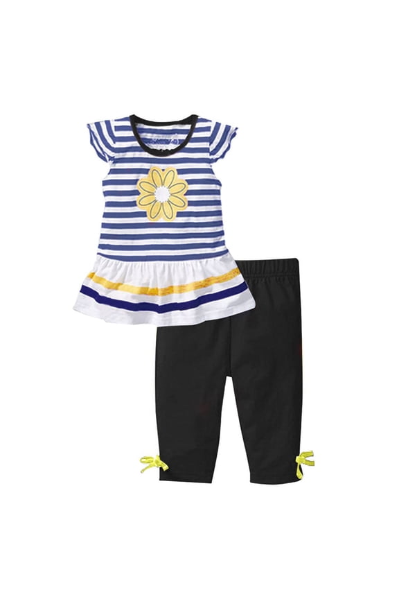 Toddler Girl Clothes Baby Girls Summer Clothes Casual Clothing Suit Short Sleeve Striped T-Shirt +Pants