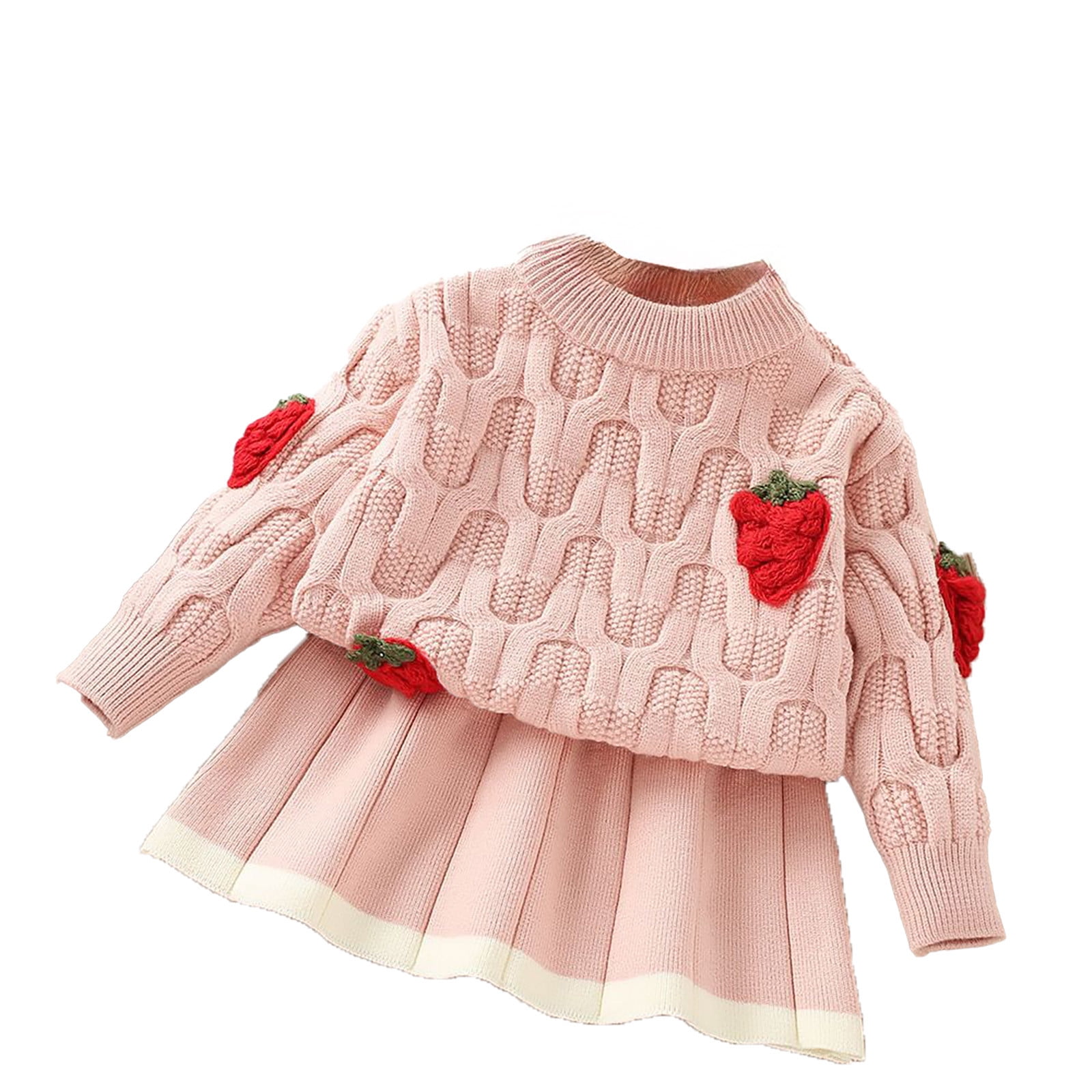 Toddler Girl Clothes Butterfly Girls Sweater Dress Jacquard Knit Two ...