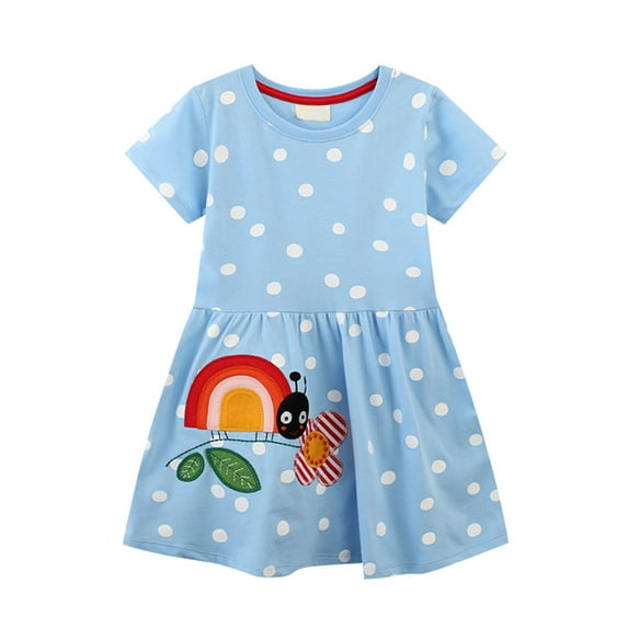 Toddler Girl Clothes Cartoon Dress Casual Short Sleeves Dresses Cotton T-Shirt Girl Summer Basic Tunic Dress