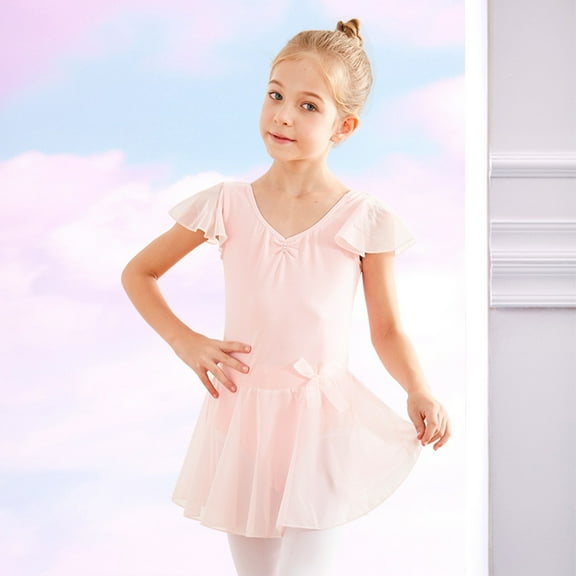 Toddler Girl Clothes Clearance under $5 Summer Sleevesless Training Clothes Toddler Kids Girls Children Dance Clothes Performance Jumpsuit Skirt 2-13 Years