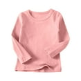 thumbnail image 1 of Toddler Girl Clothes under $5 Round Neck Long Sleeve Solid Color Top Size Hot Pink 6-7 Years, 1 of 6