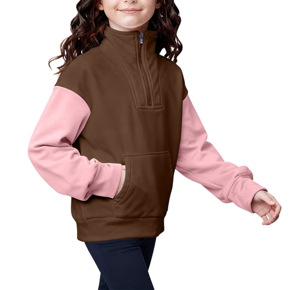 Toddler Girl Clothes Fall Girls Half Zip Sweatshirt Quarter Zip Pullover Kids Long Sleeve Sweatshirts Fall Top for Teen Girls