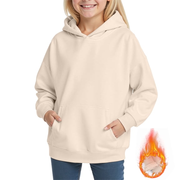 Toddler Girl Clothes Fall Girls Hoodies Warm Boys Sherpa Lined Hoodie 2025 Winter Hooded Sweatshirt Long Sleeve Tops Fleece Sweater Teen Pullover