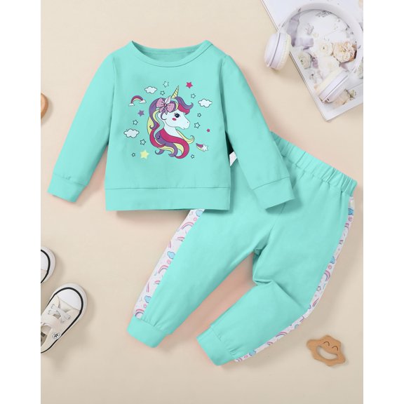 Toddler Girl Clothes Fall Winter Jogging Outfit Little Girl Unicorn Sweatsuit  Pants Set Baby Sweatshirt Clothing 1-5Y