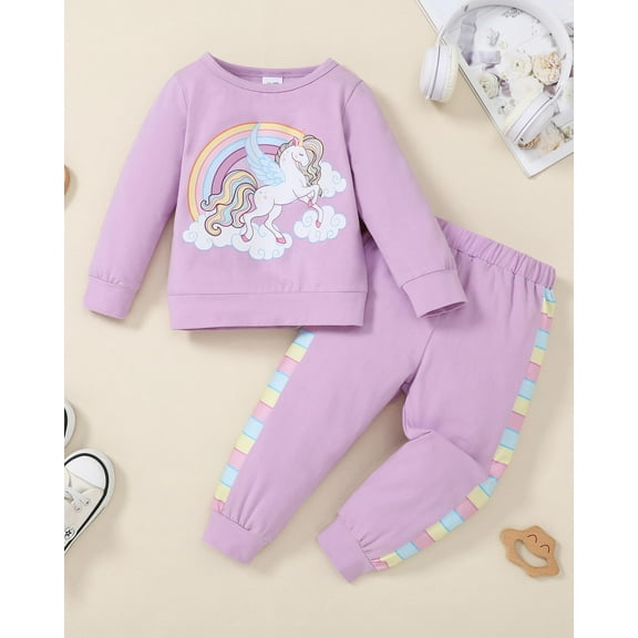 Toddler Girl Clothes Fall Winter Jogging Outfit Little Girl Unicorn Sweatsuit+ Pants Set Baby Sweatshirt Clothing 1-5Y