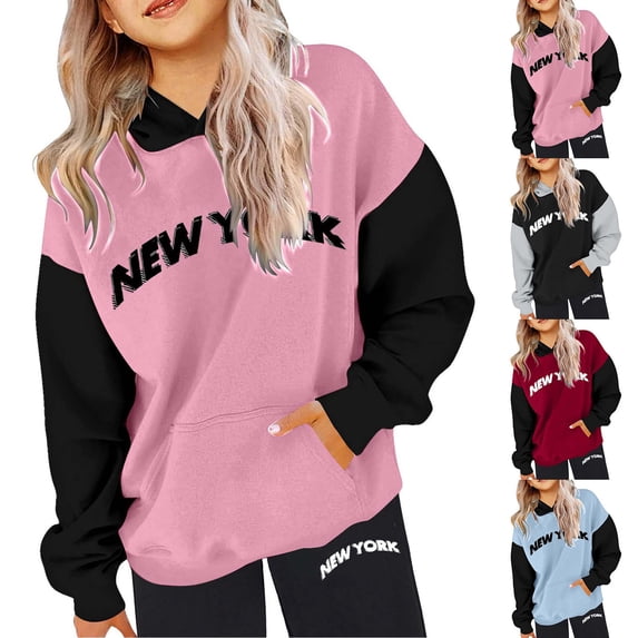 Toddler Girl Clothes Fall Winter Letter Print Pocket Round Neck Long Sleeve Hoodie with Pants Set Girls Summer Outfits Pink 12-13 Years