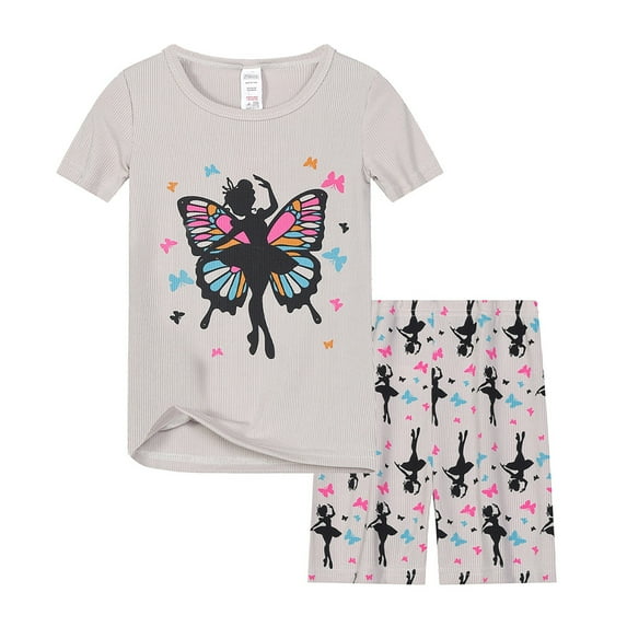 Toddler Girl Clothes Girls Outfits Cartoon Printed Cute Casual T Shirt Grid Shorts Sets for Kids Size 2-3T