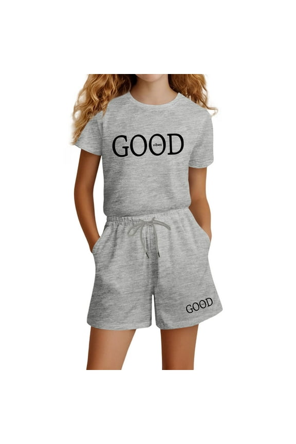 Toddler Girl Clothes Girls Outfits Sets Fashion Letter Print Casual Loose Short Sleeve for Kids Size 4T