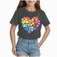 thumbnail image 1 of Toddler Girl Clothes Heart Graphic Birthday Girl Shirt Short Sleeve T Shirt Love Print Tee for Holiday Party Grey 18-24 Months, 1 of 4