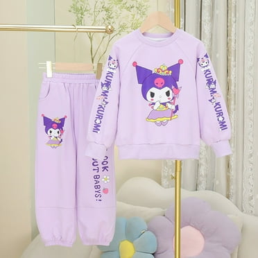Toddler Girl Clothes, Kuromi Sweatshirt and Jogger Pants Outfit Set Little Kid to Big Kid Sizes 2 Piece Fall Winter Casual Set(4-12T)