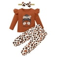 thumbnail image 1 of Toddler Girl Clothes Long Sleeves Ruffle Print Top+Floral Pants+Headband 3Pcs Fall/Winter Outfits Set 18M-6T, 1 of 6