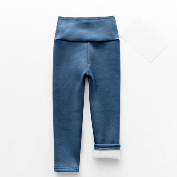Toddler Girl Clothes Sweatpants High Waist Elastic Pants Fleece Lined Leggings Solid Pants