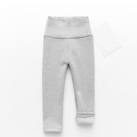 Toddler Girl Clothes Sweatpants High Waist Elastic Pants Fleece Lined Leggings Solid Pants