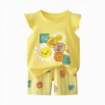 thumbnail image 1 of Toddler Girl Clothes Toddler Baby Girl Summer Clothes Ruffle Cute Cartoon Letter Printed T Shirt Tops Shorts Set 2PCS Outfits, 1 of 5